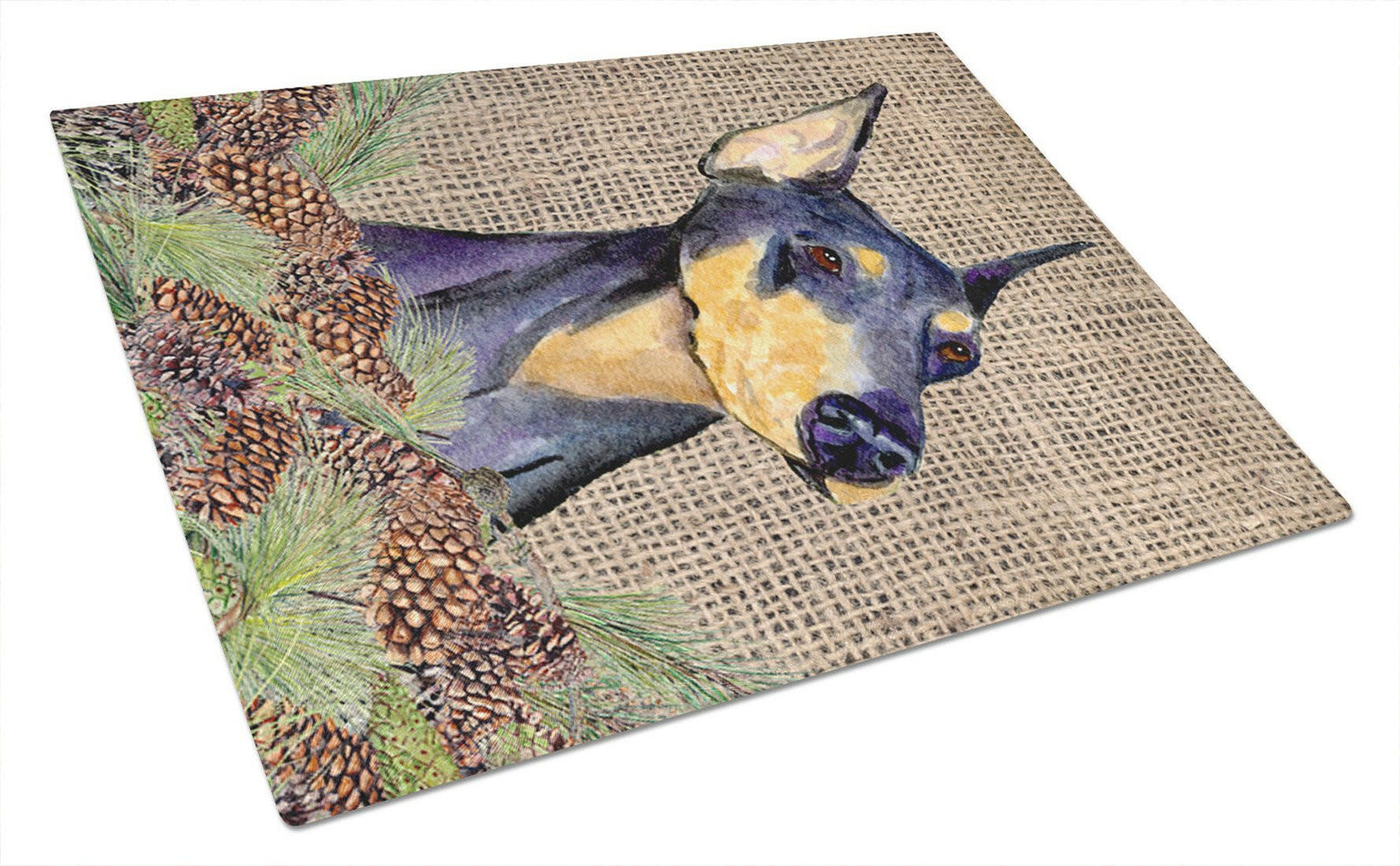 Doberman Glass Cutting Board Large by Caroline's Treasures