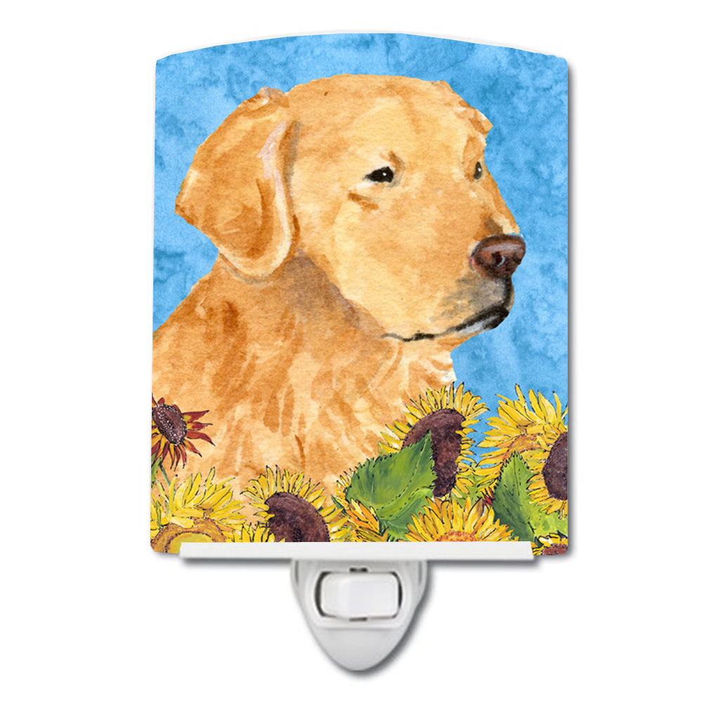 Golden Retriever in Summer Flowers Ceramic Night Light SS4109CNL - the-store.com