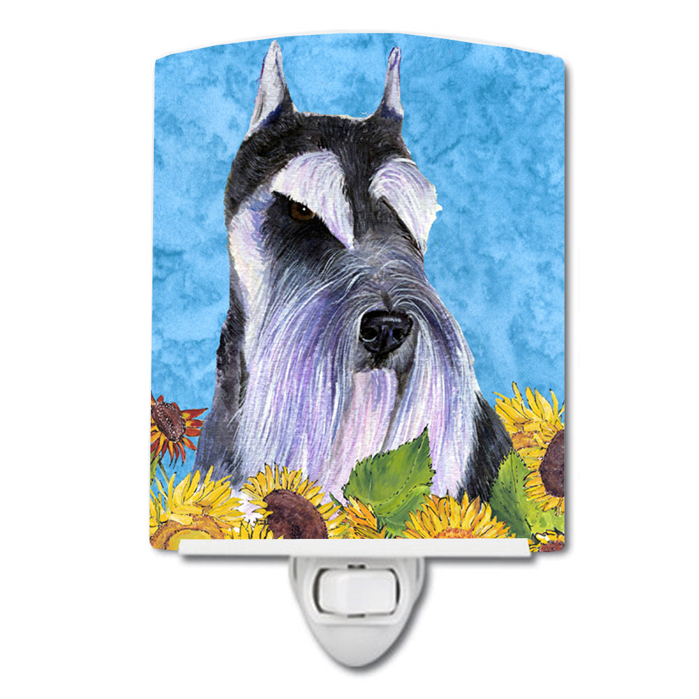 Schnauzer in Summer Flowers Ceramic Night Light SS4110CNL - the-store.com