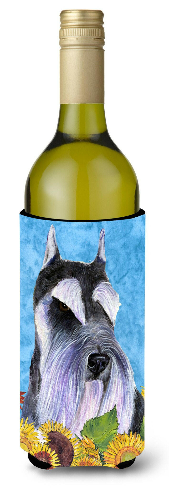 Schnauzer in Summer Flowers Wine Bottle Beverage Insulator Beverage Insulator Hugger by Caroline&#39;s Treasures