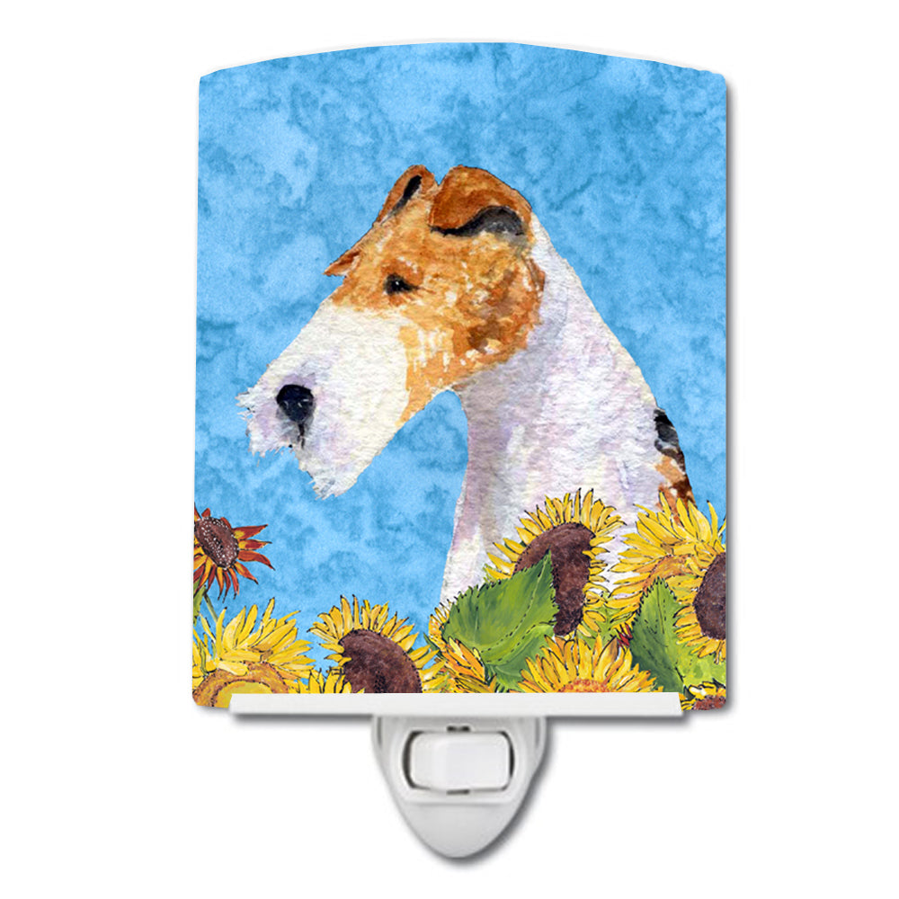 Fox Terrier in Summer Flowers Ceramic Night Light SS4111CNL - the-store.com