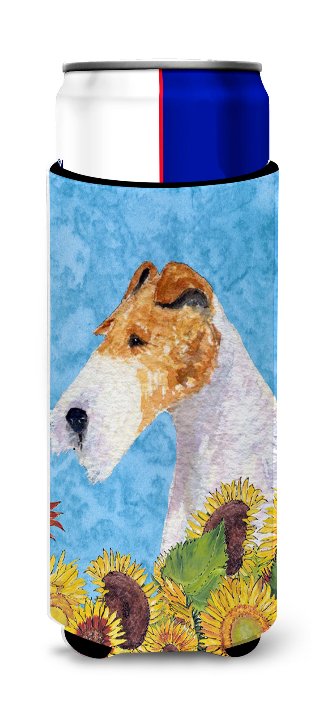 Fox Terrier in Summer Flowers Ultra Beverage Insulators for slim cans SS4111MUK.