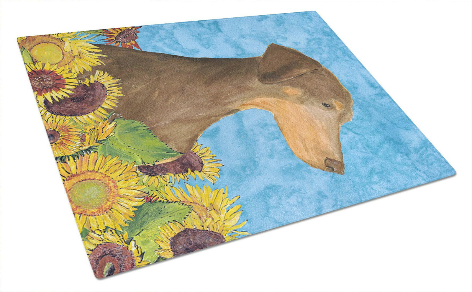 Doberman Glass Cutting Board Large by Caroline's Treasures