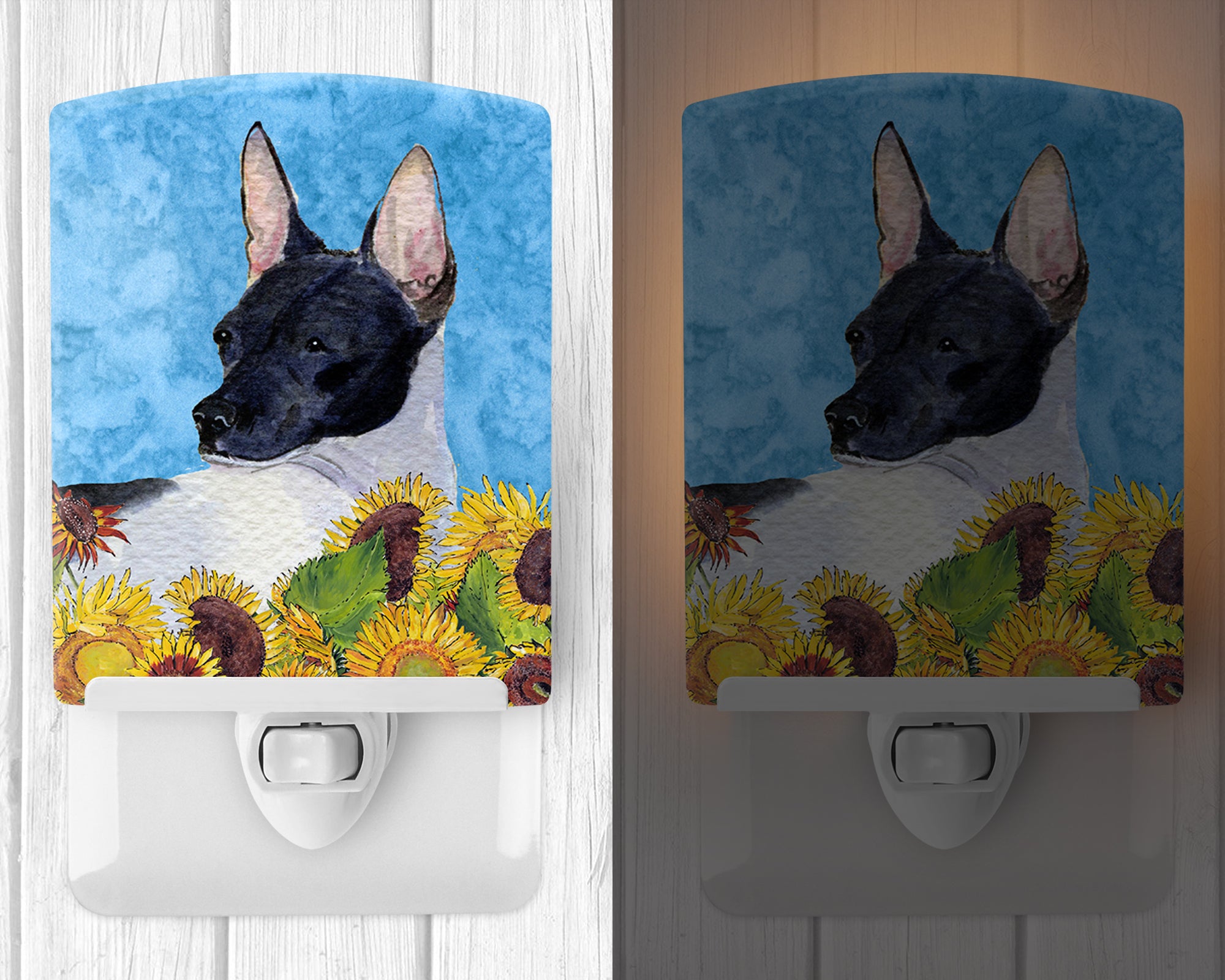 Rat Terrier in Summer Flowers Ceramic Night Light SS4113CNL - the-store.com