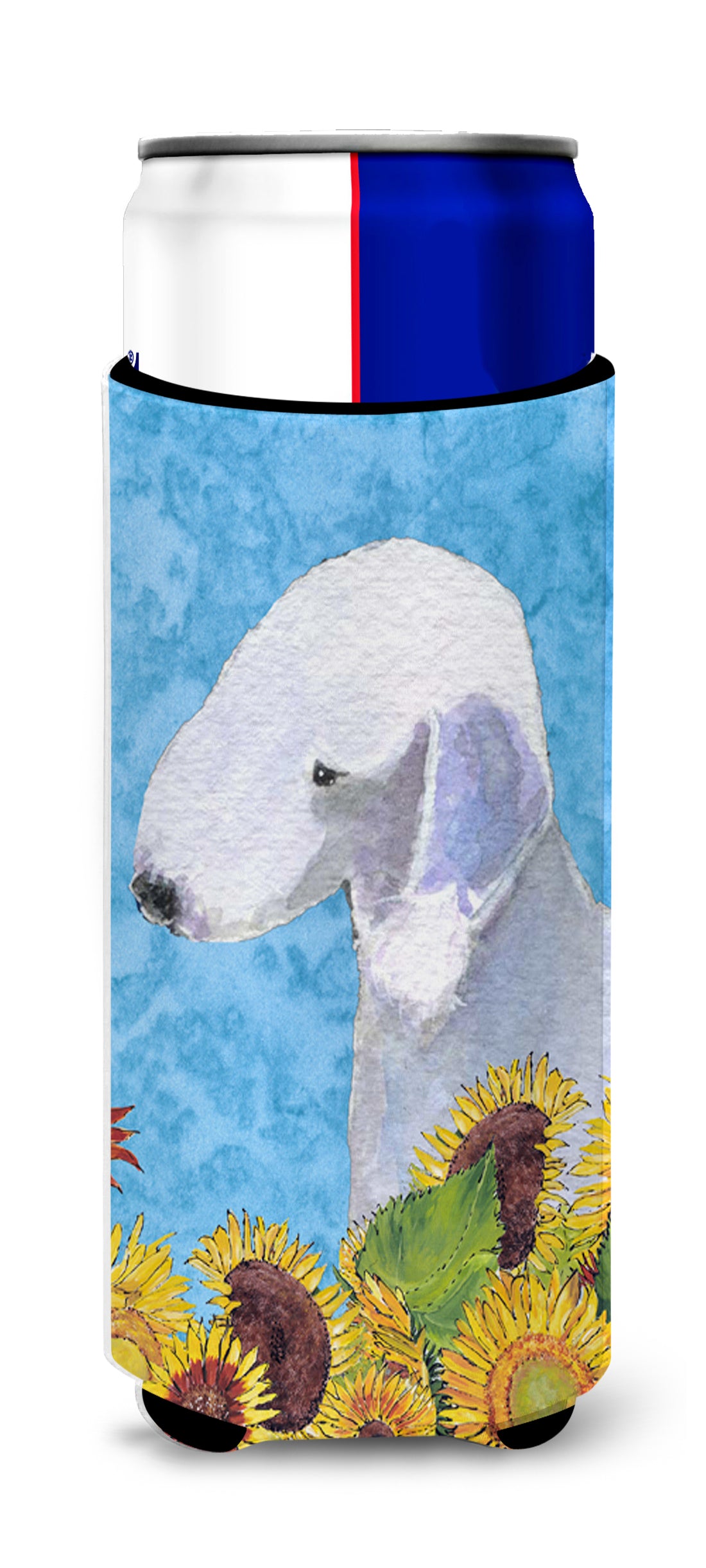 Bedlington Terrier in Summer Flowers Ultra Beverage Insulators for slim cans SS4116MUK.