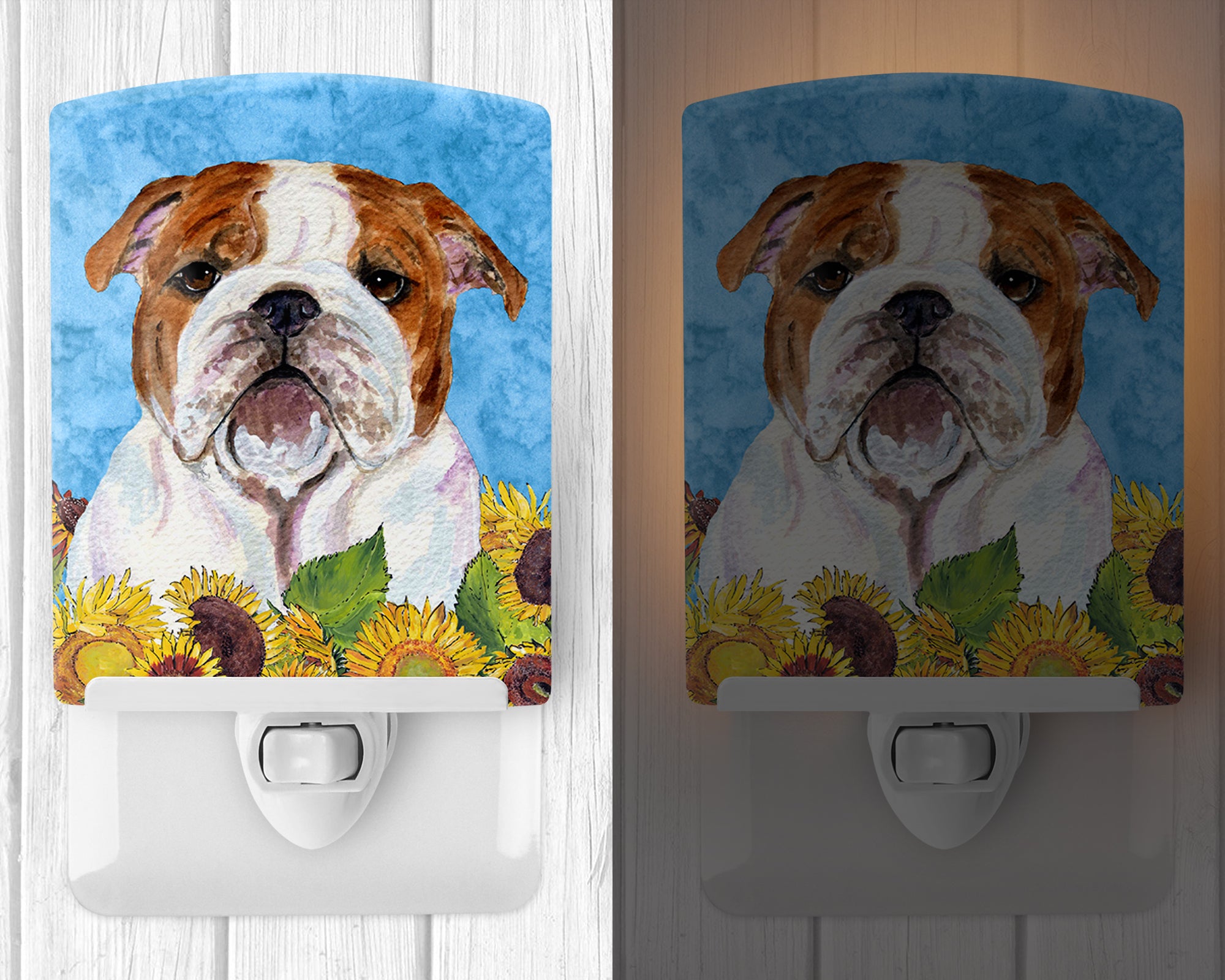 Bulldog English in Summer Flowers Ceramic Night Light SS4117CNL - the-store.com