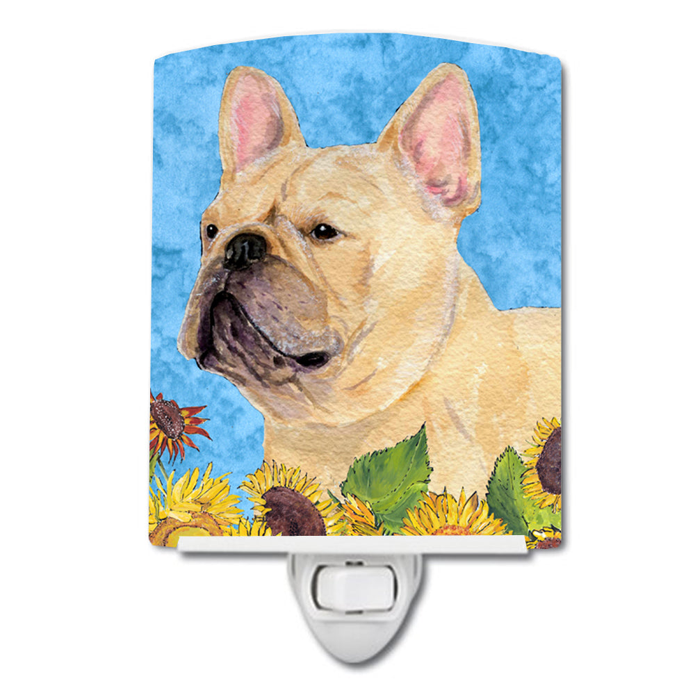 French Bulldog in Summer Flowers Ceramic Night Light SS4118CNL - the-store.com