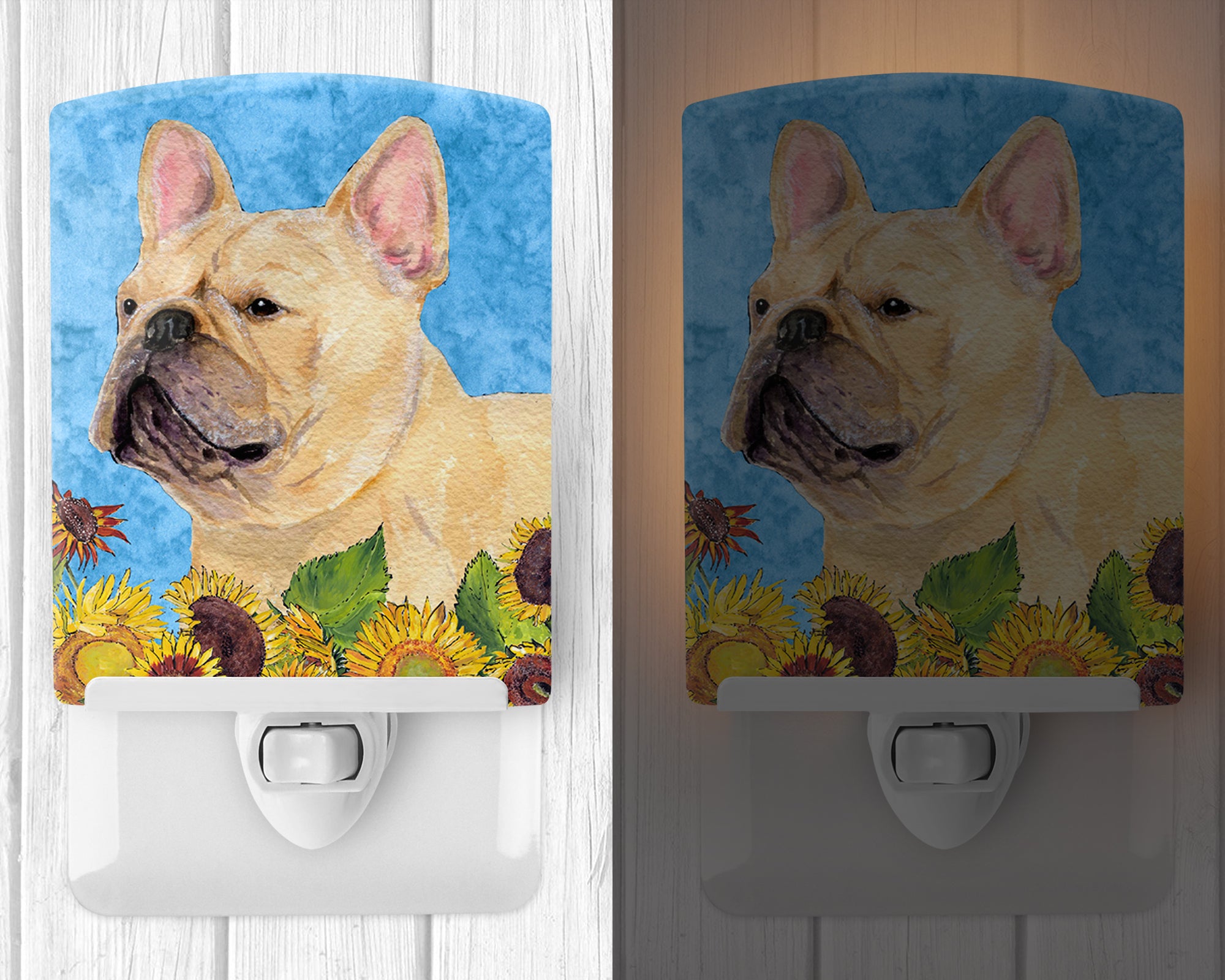 French Bulldog in Summer Flowers Ceramic Night Light SS4118CNL - the-store.com