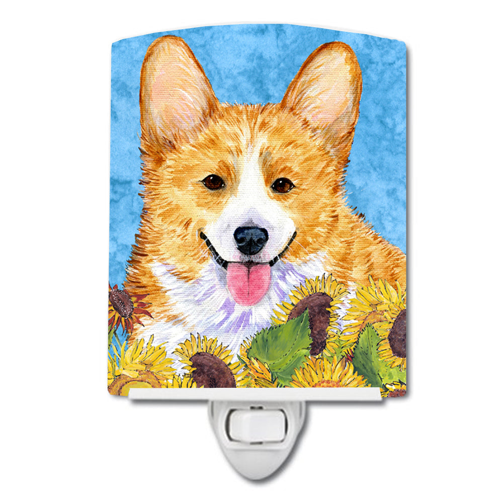 Corgi in Summer Flowers Ceramic Night Light SS4119CNL - the-store.com