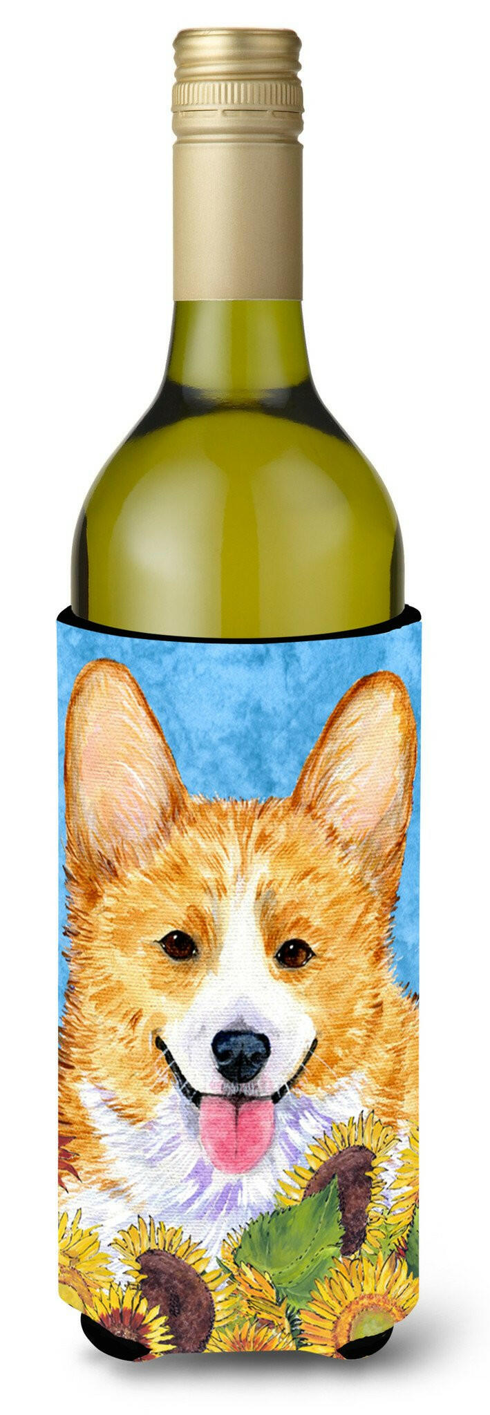 Corgi in Summer Flowers Wine Bottle Beverage Insulator Beverage Insulator Hugger by Caroline's Treasures