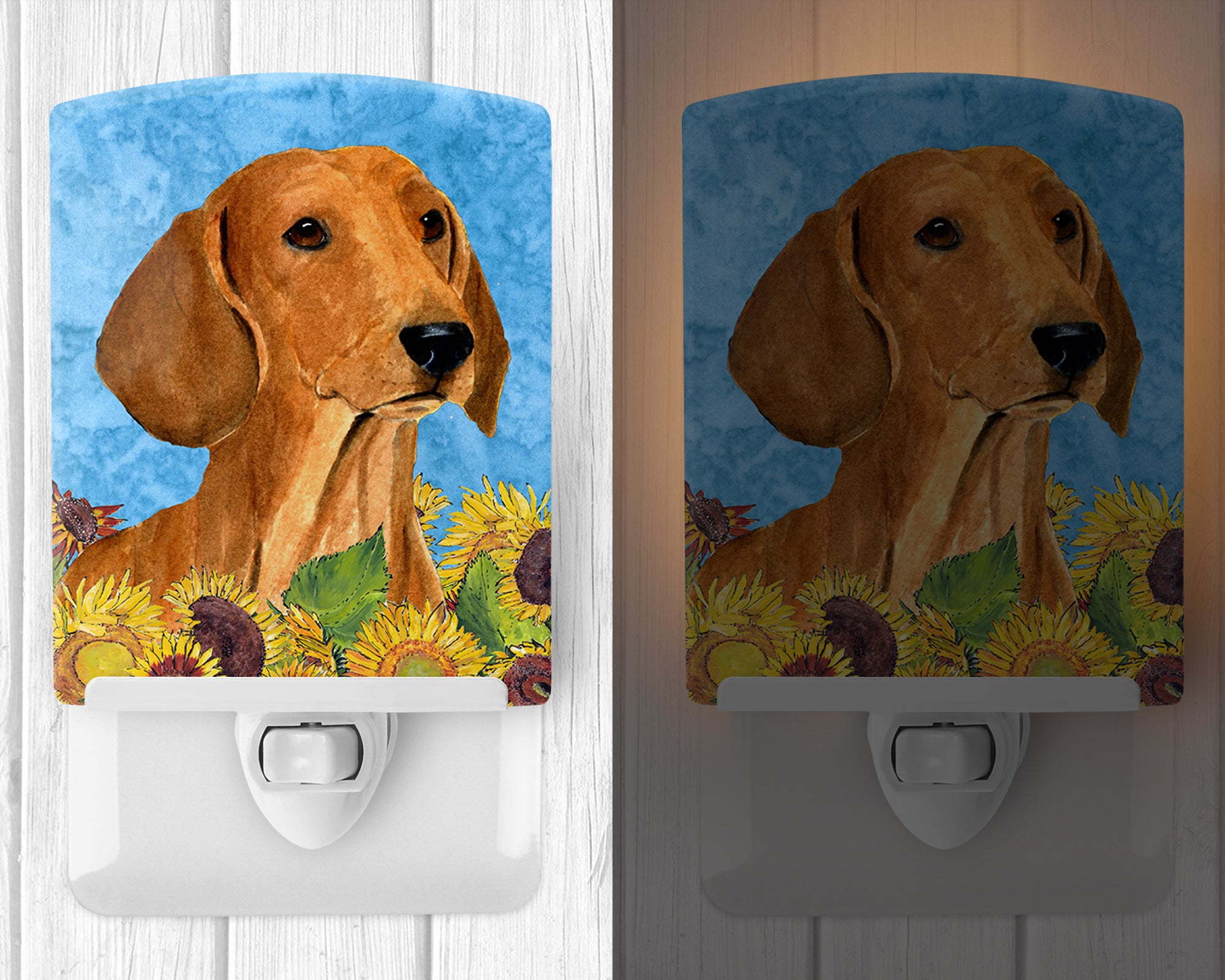 Dachshund in Summer Flowers Ceramic Night Light SS4120CNL - the-store.com