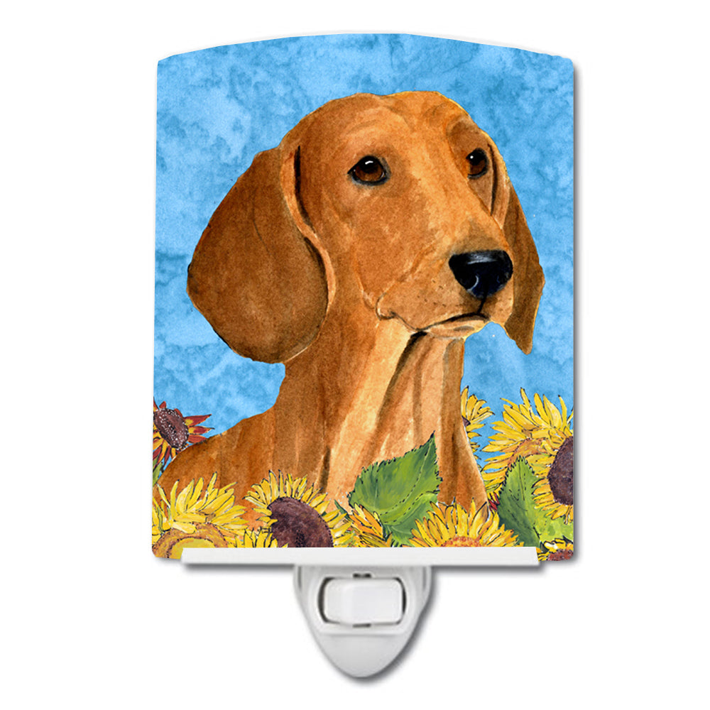 Dachshund in Summer Flowers Ceramic Night Light SS4120CNL - the-store.com