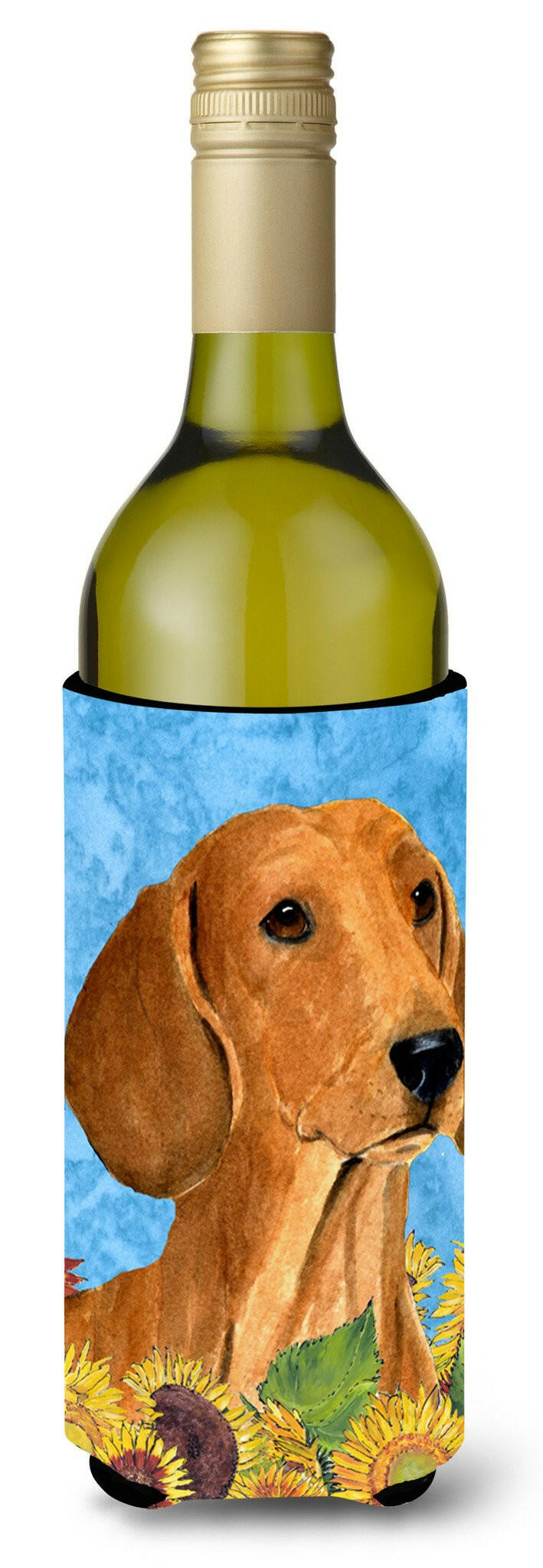 Dachshund in Summer Flowers Wine Bottle Beverage Insulator Beverage Insulator Hugger by Caroline&#39;s Treasures