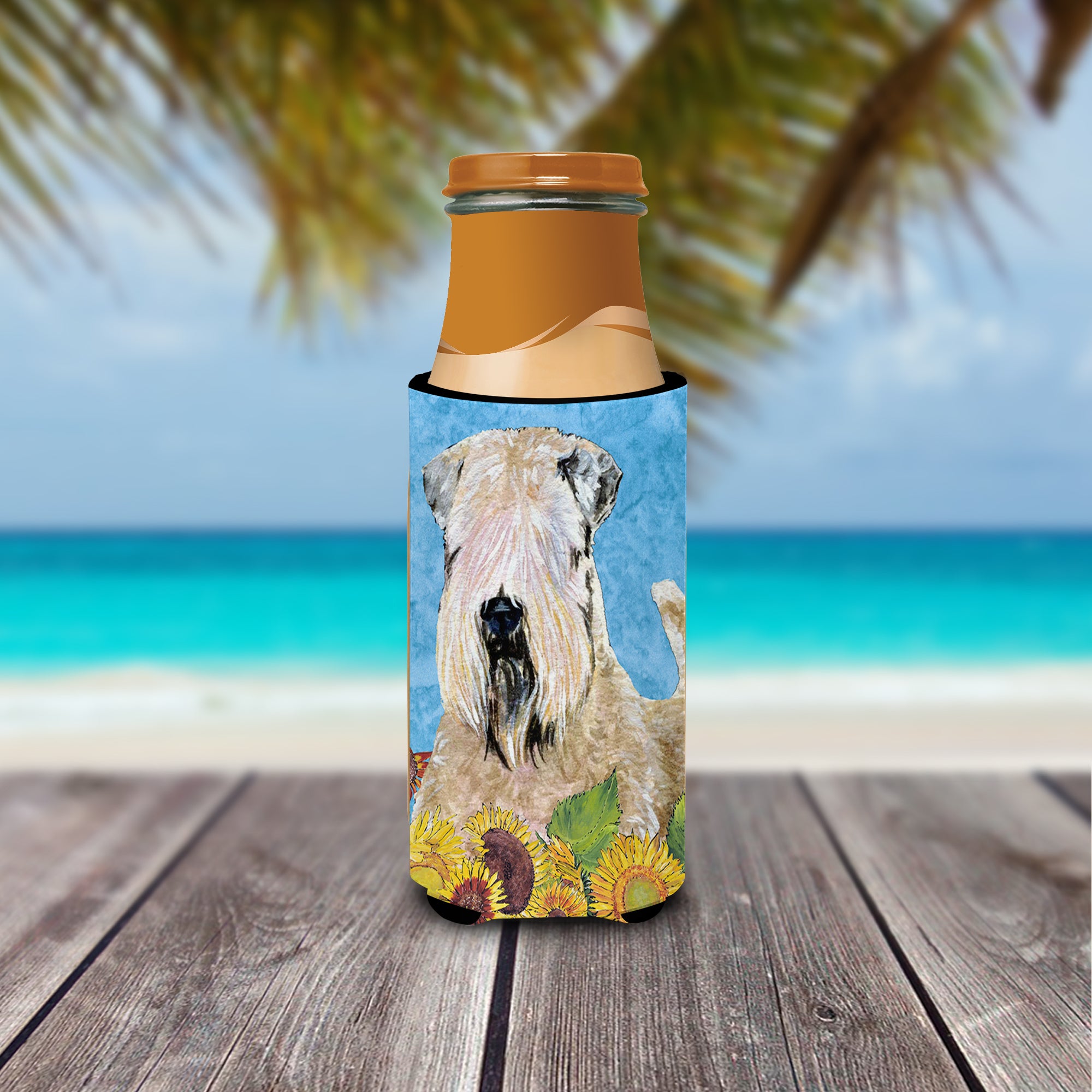 Wheaten Terrier Soft Coated in Summer Flowers Ultra Beverage Insulators for slim cans SS4121MUK.