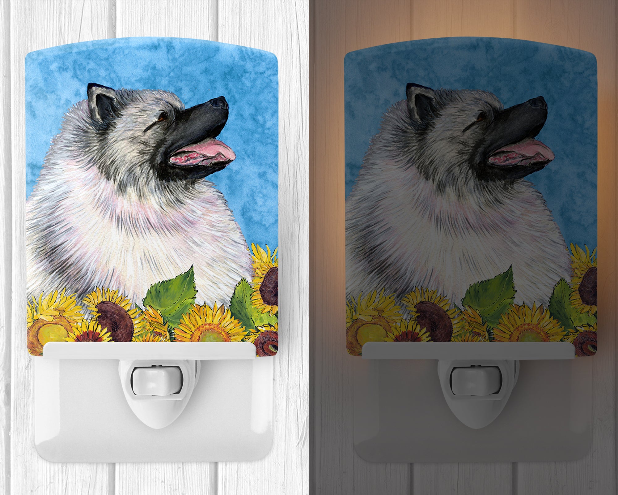 Keeshond in Summer Flowers Ceramic Night Light SS4122CNL - the-store.com