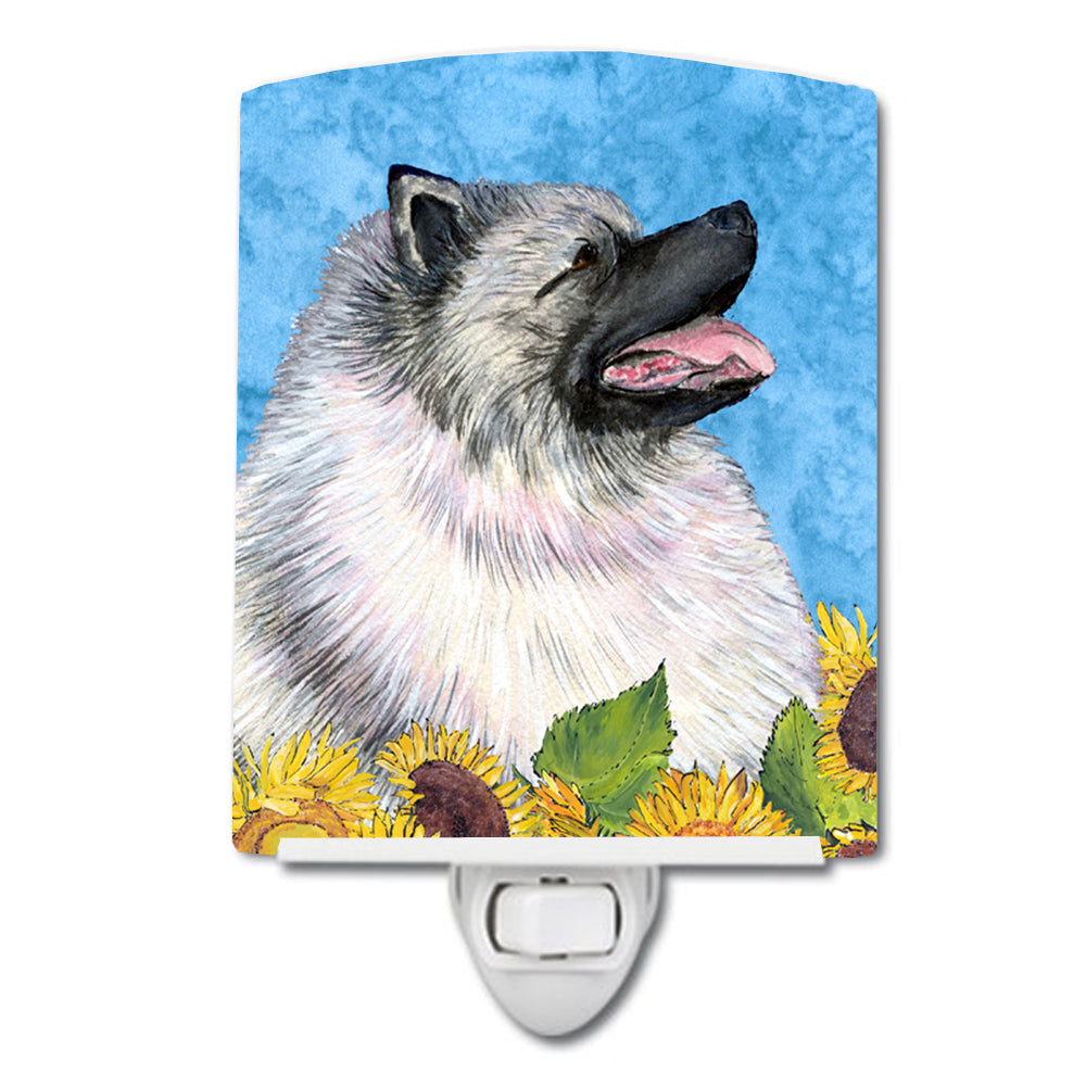 Keeshond in Summer Flowers Ceramic Night Light SS4122CNL - the-store.com