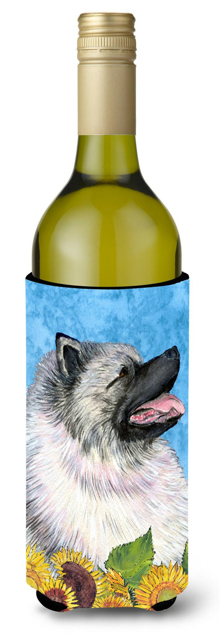 Keeshond in Summer Flowers Wine Bottle Beverage Insulator Beverage Insulator Hugger by Caroline's Treasures