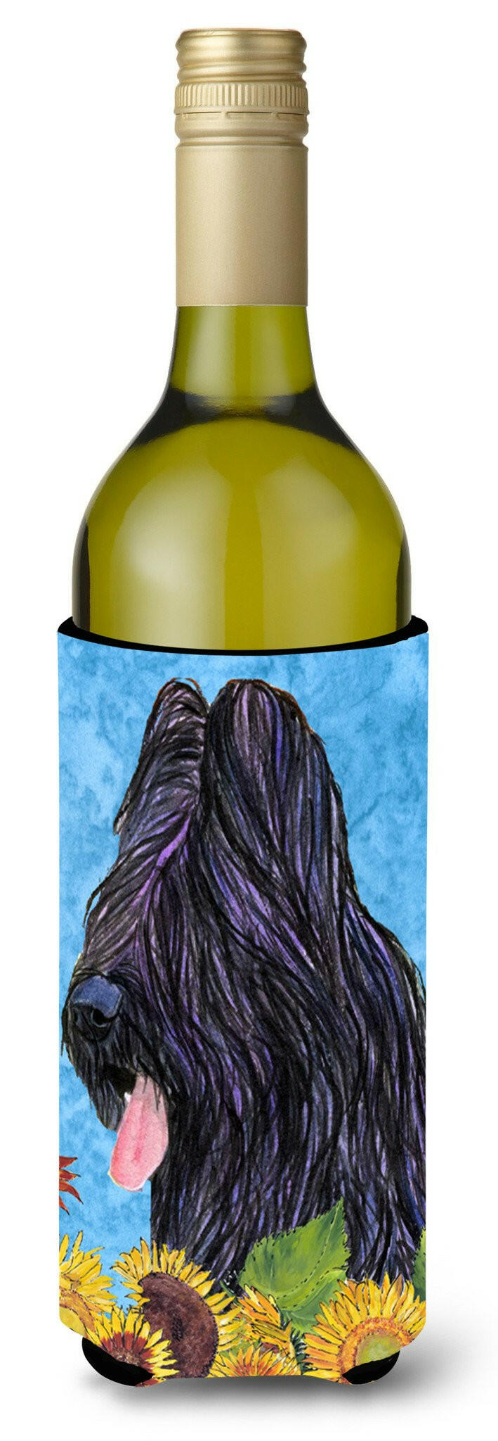 Briard in Summer Flowers Wine Bottle Beverage Insulator Beverage Insulator Hugger by Caroline's Treasures