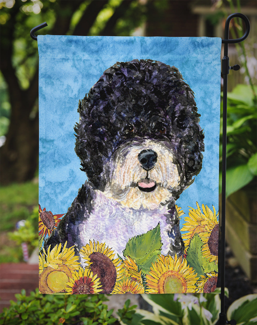 Portuguese Water Dog Flag Garden Size.