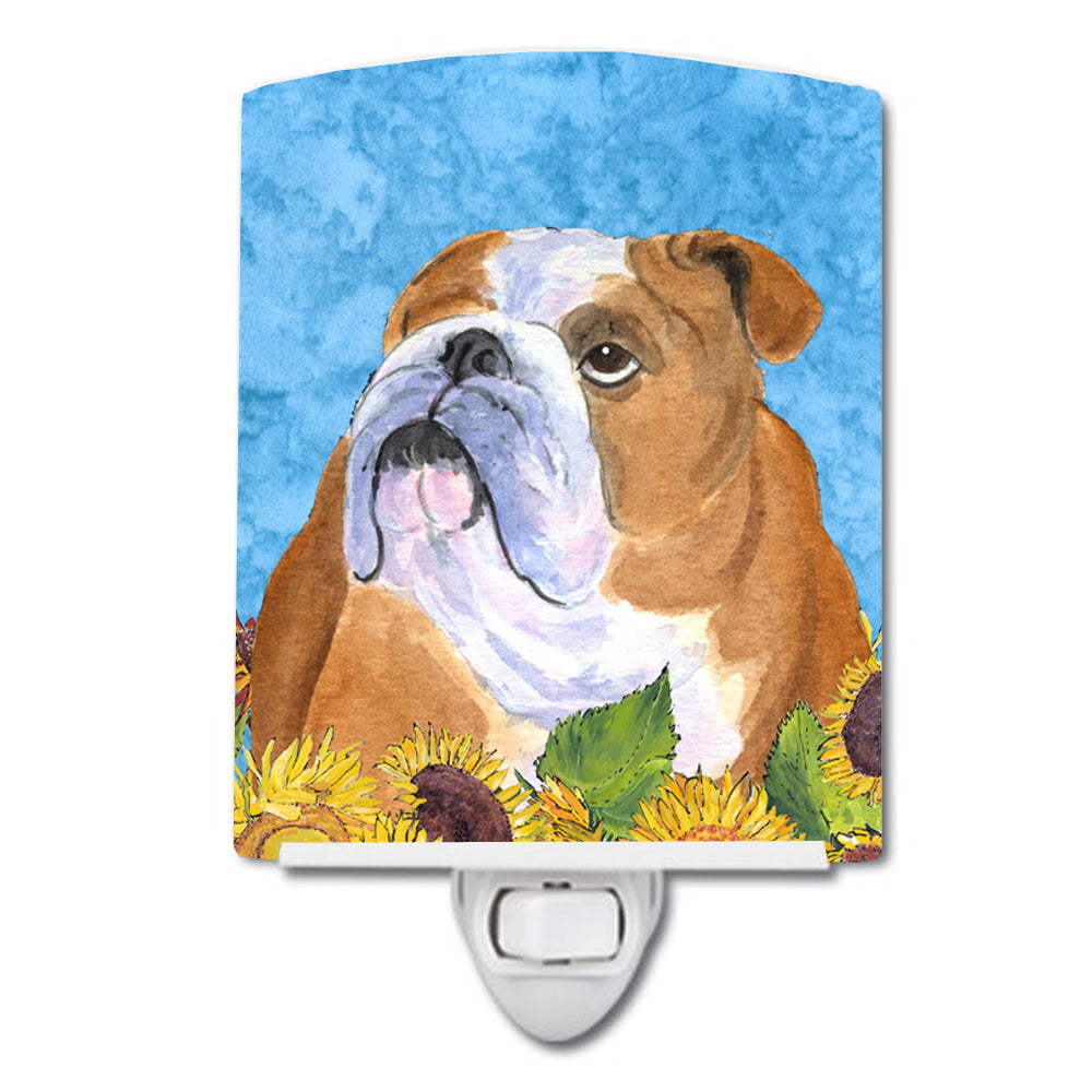 Bulldog English in Summer Flowers Ceramic Night Light SS4125CNL - the-store.com