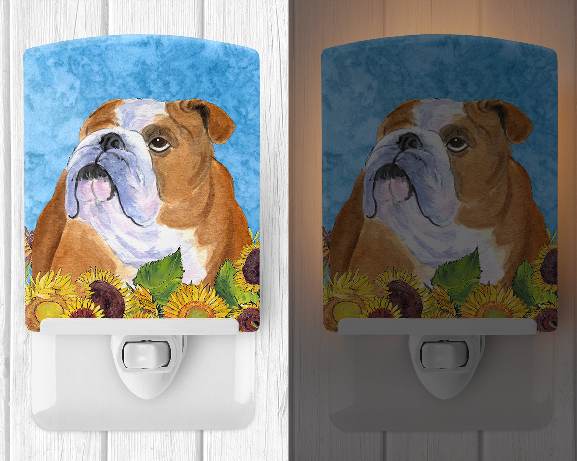 Bulldog English in Summer Flowers Ceramic Night Light SS4125CNL - the-store.com