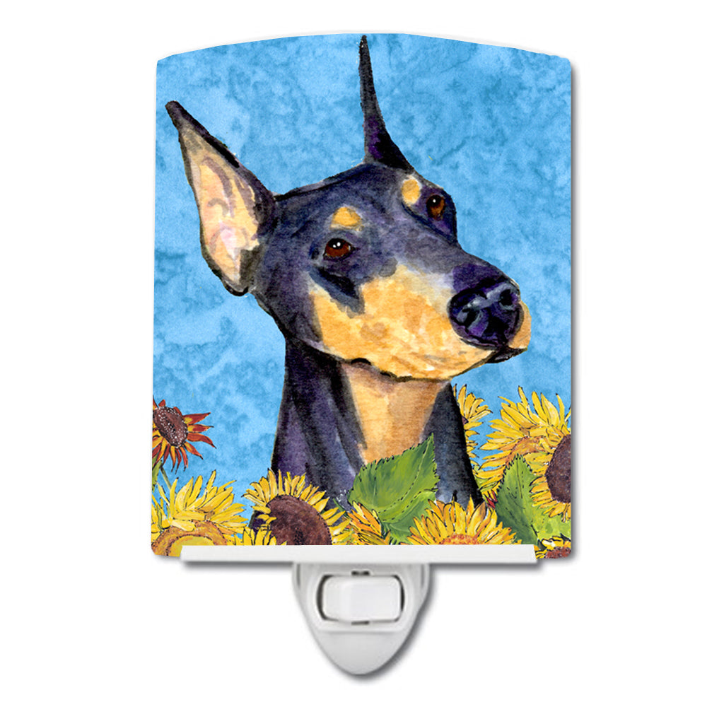 Doberman in Summer Flowers Ceramic Night Light SS4128CNL - the-store.com