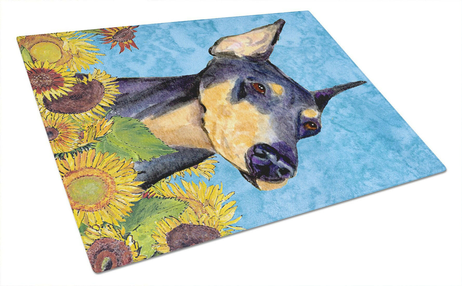 Doberman Glass Cutting Board Large by Caroline's Treasures