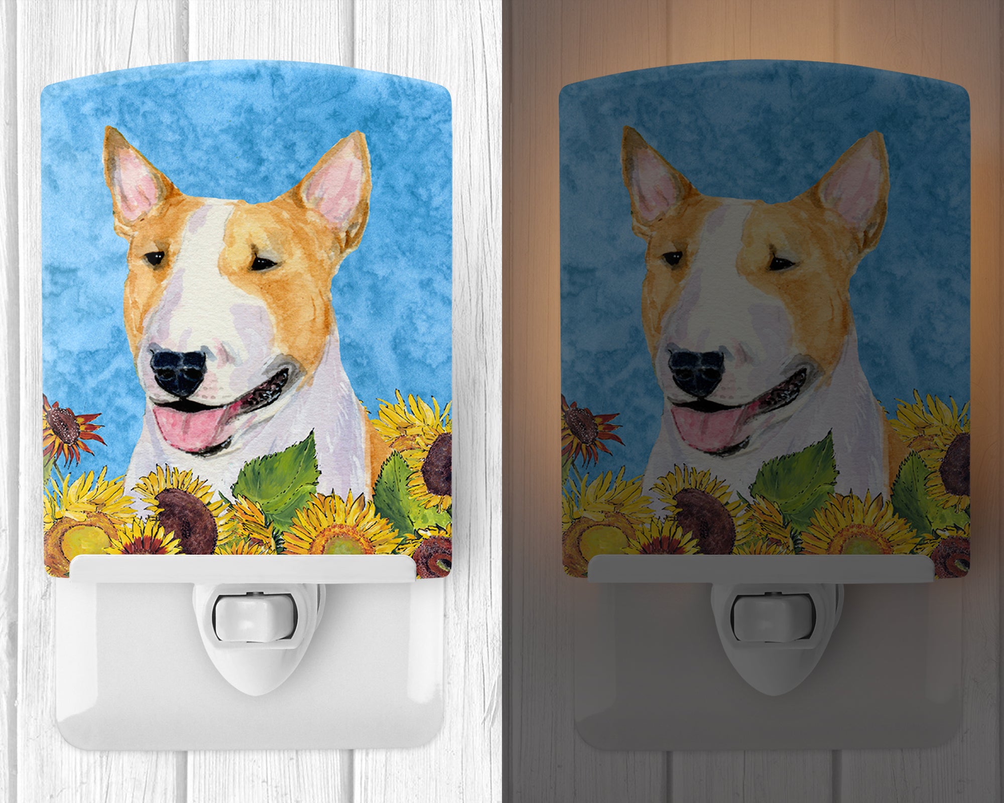 Bull Terrier in Summer Flowers Ceramic Night Light SS4129CNL - the-store.com