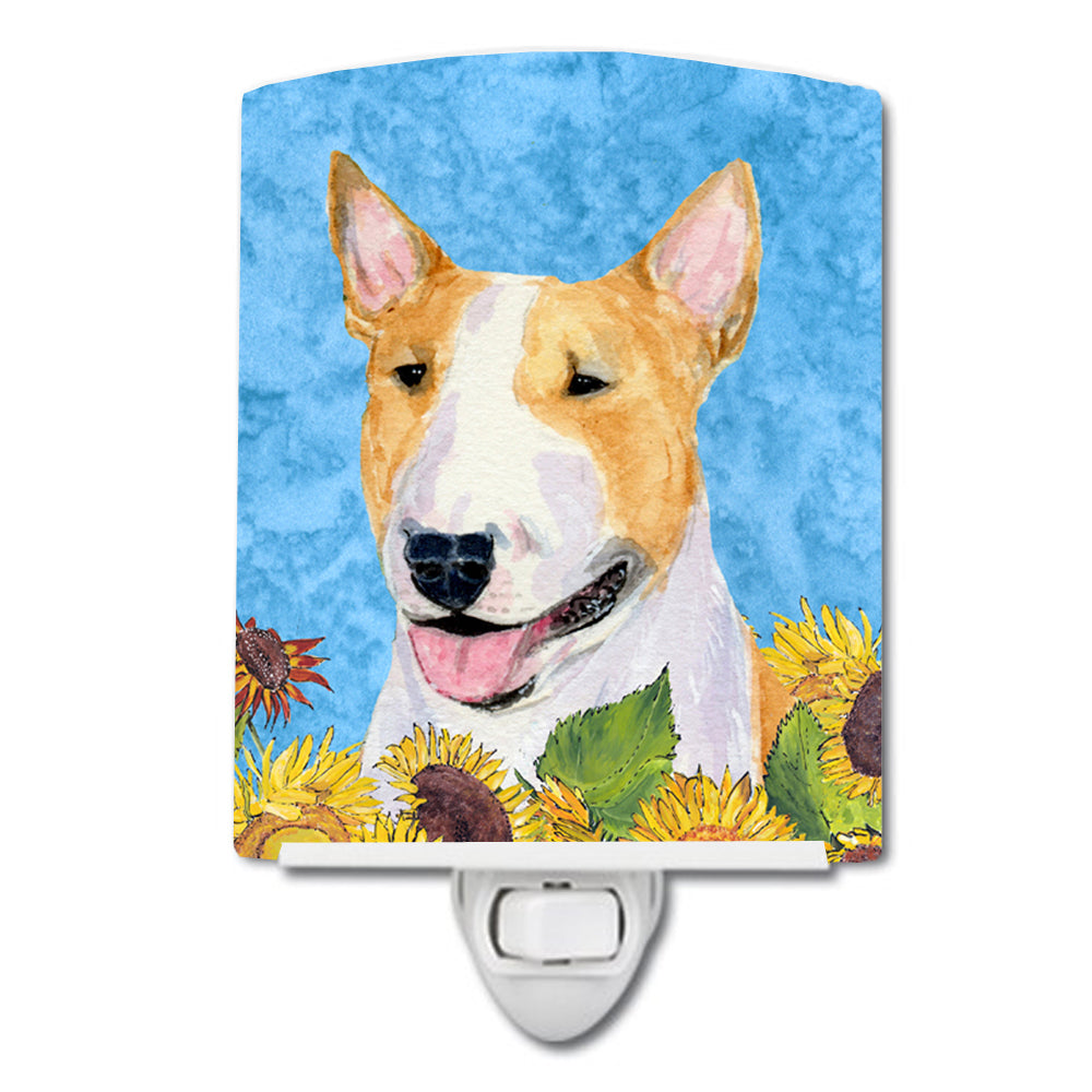 Bull Terrier in Summer Flowers Ceramic Night Light SS4129CNL - the-store.com