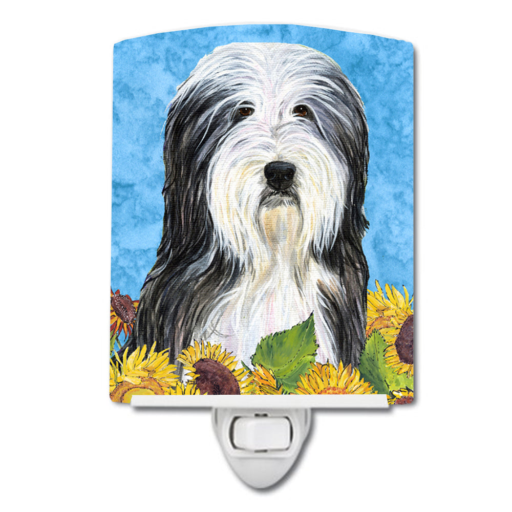 Bearded Collie in Summer Flowers Ceramic Night Light SS4130CNL - the-store.com