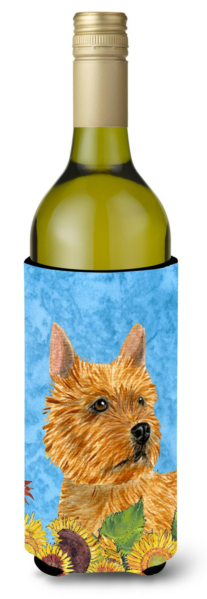 Norwich Terrier in Summer Flowers Wine Bottle Beverage Insulator Beverage Insulator Hugger by Caroline's Treasures