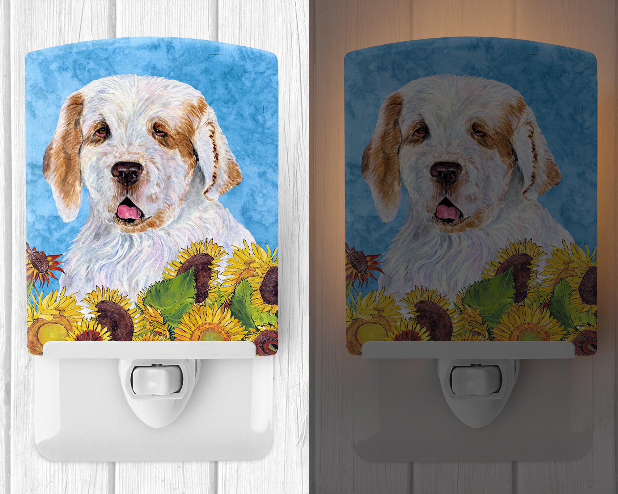 Clumber Spaniel in Summer Flowers Ceramic Night Light SS4133CNL - the-store.com