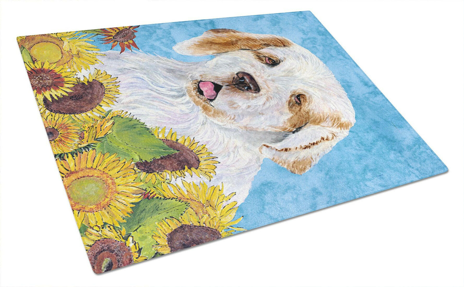 Clumber Spaniel Glass Cutting Board Large by Caroline's Treasures