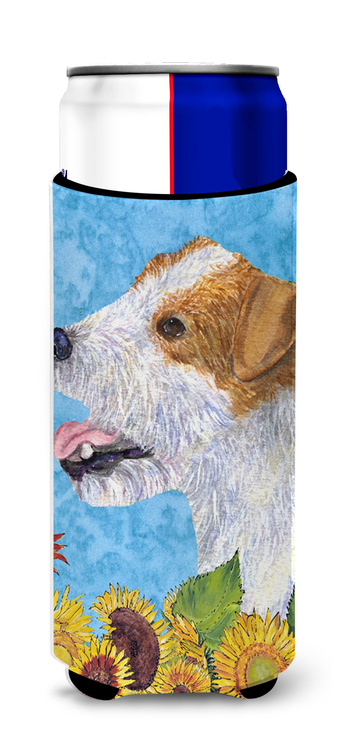 Jack Russell Terrier in Summer Flowers Ultra Beverage Insulators for slim cans SS4137MUK.