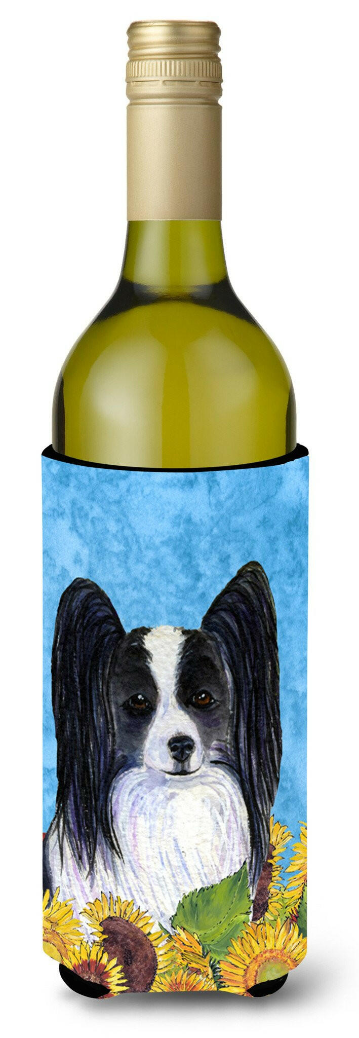 Papillon in Summer Flowers Wine Bottle Beverage Insulator Beverage Insulator Hugger by Caroline's Treasures