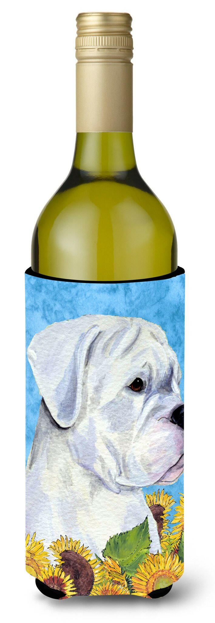 Boxer in Summer Flowers Wine Bottle Beverage Insulator Beverage Insulator Hugger SS4142LITERK by Caroline&#39;s Treasures