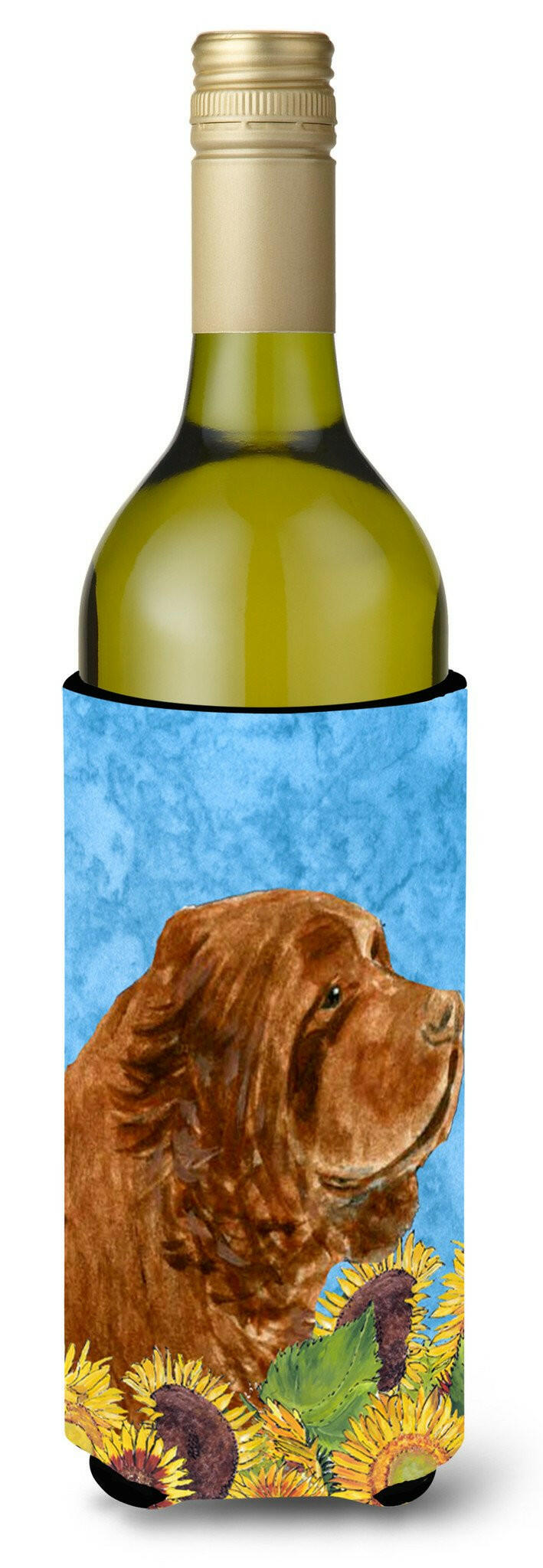 Sussex Spaniel in Summer Flowers Wine Bottle Beverage Insulator Beverage Insulator Hugger by Caroline's Treasures