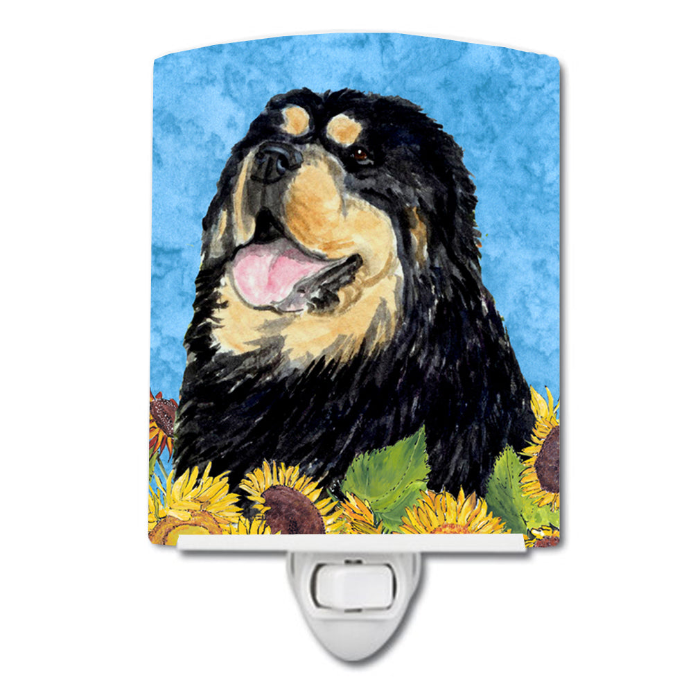 Tibetan Mastiff in Summer Flowers Ceramic Night Light SS4145CNL - the-store.com