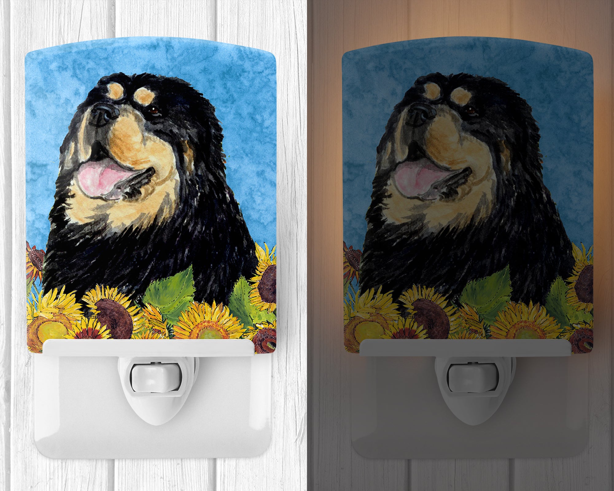 Tibetan Mastiff in Summer Flowers Ceramic Night Light SS4145CNL - the-store.com