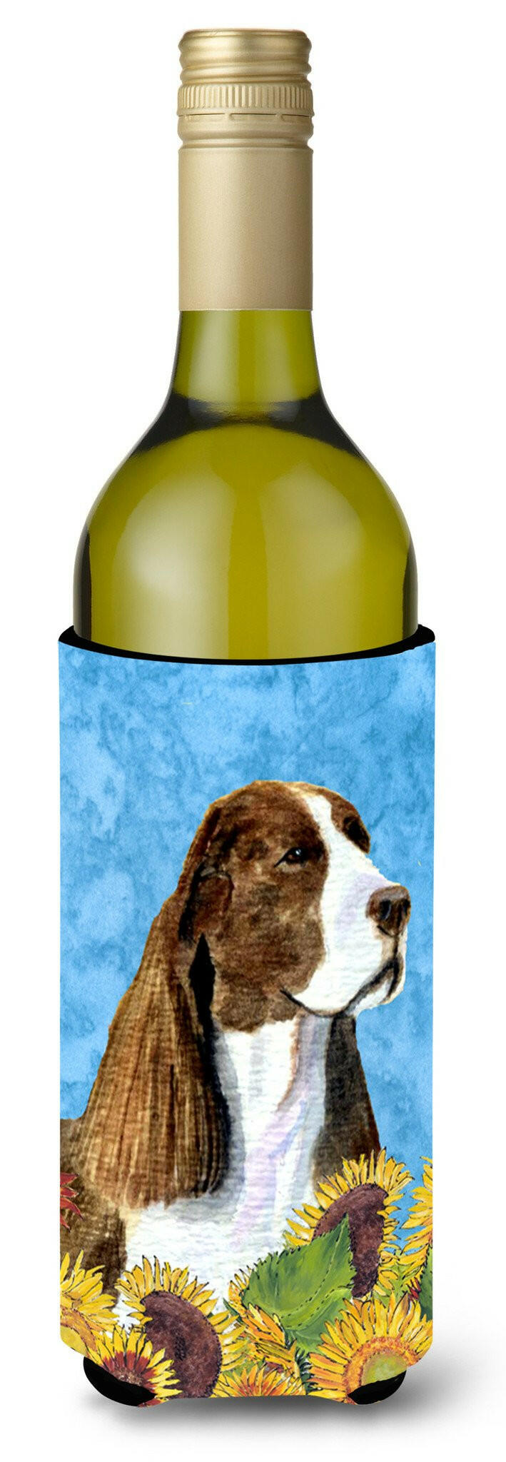 Springer Spaniel in Summer Flowers Wine Bottle Beverage Insulator Beverage Insulator Hugger by Caroline's Treasures