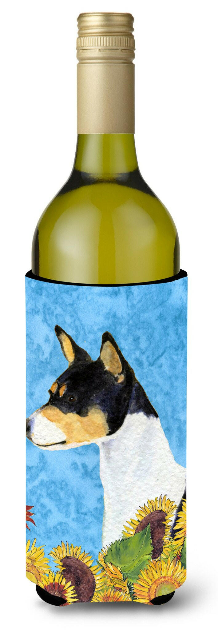 Basenji in Summer Flowers Wine Bottle Beverage Insulator Beverage Insulator Hugger by Caroline's Treasures