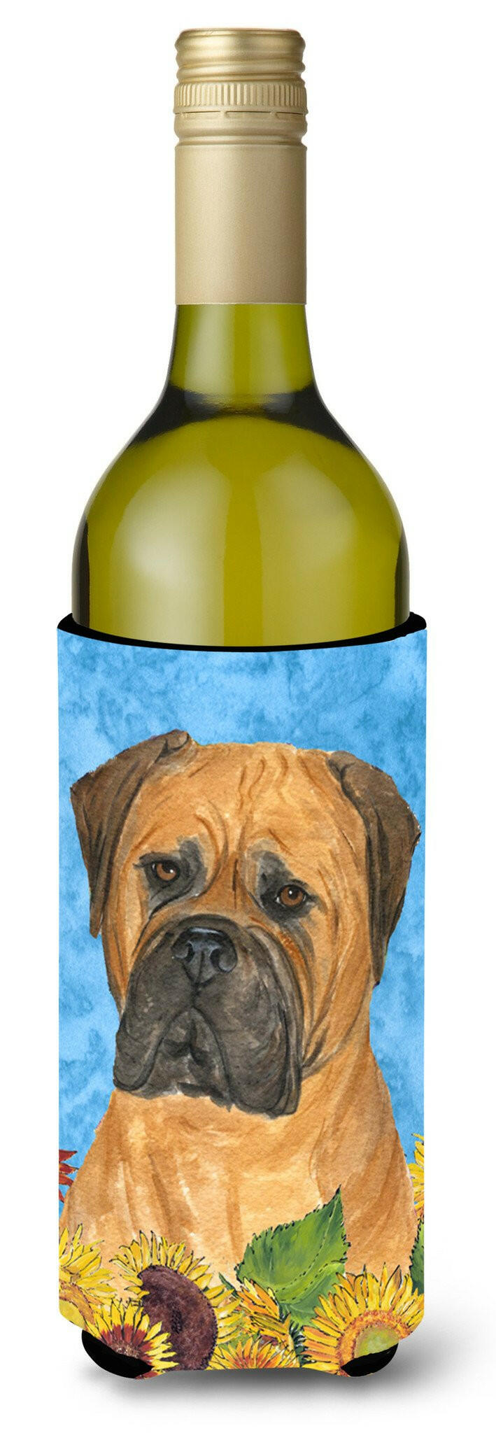 Bullmastiff in Summer Flowers Wine Bottle Beverage Insulator Beverage Insulator Hugger by Caroline's Treasures