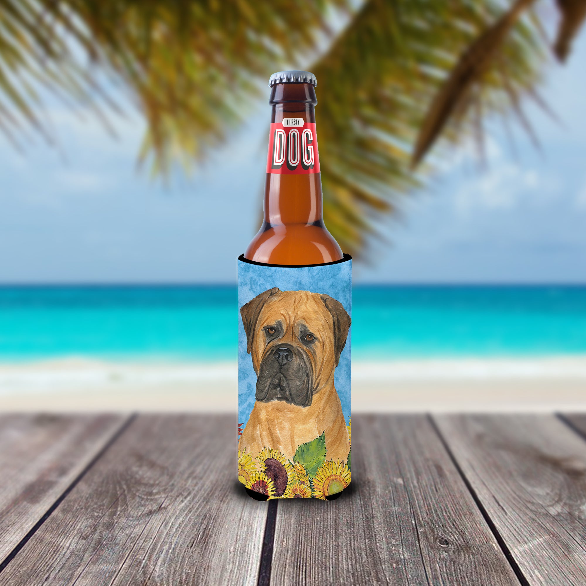 Bullmastiff in Summer Flowers Ultra Beverage Insulators for slim cans SS4150MUK.