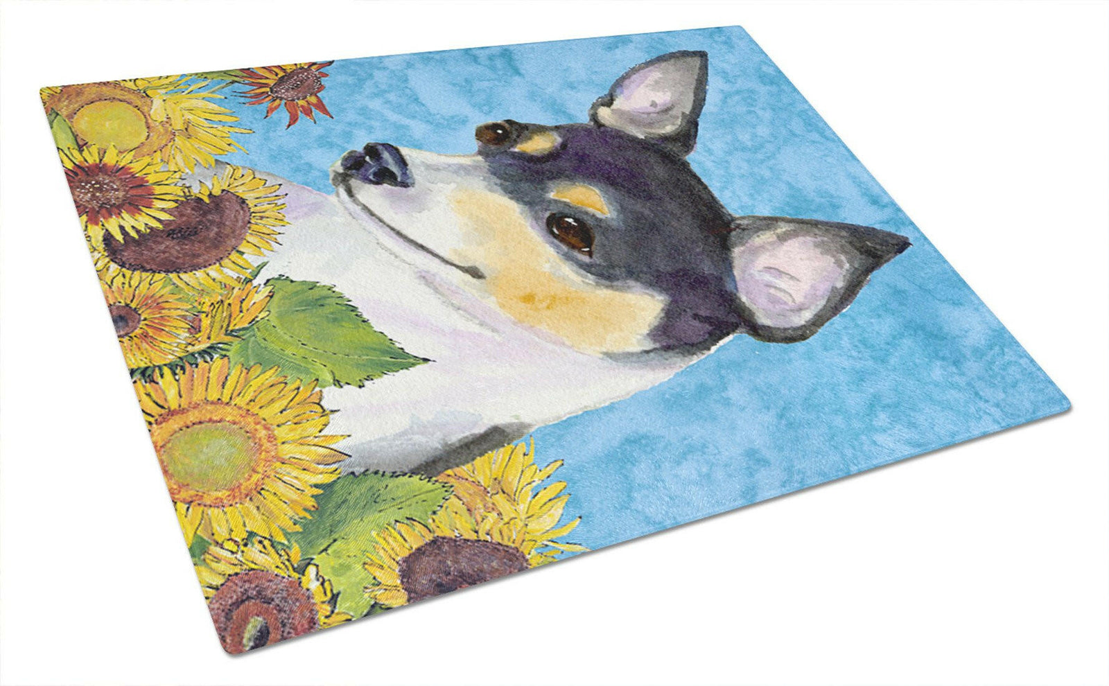 Fox Terrier Glass Cutting Board Large by Caroline's Treasures