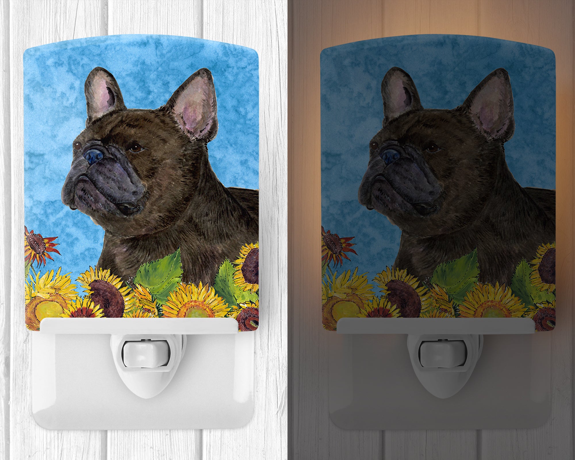 French Bulldog in Summer Flowers Ceramic Night Light SS4152CNL - the-store.com