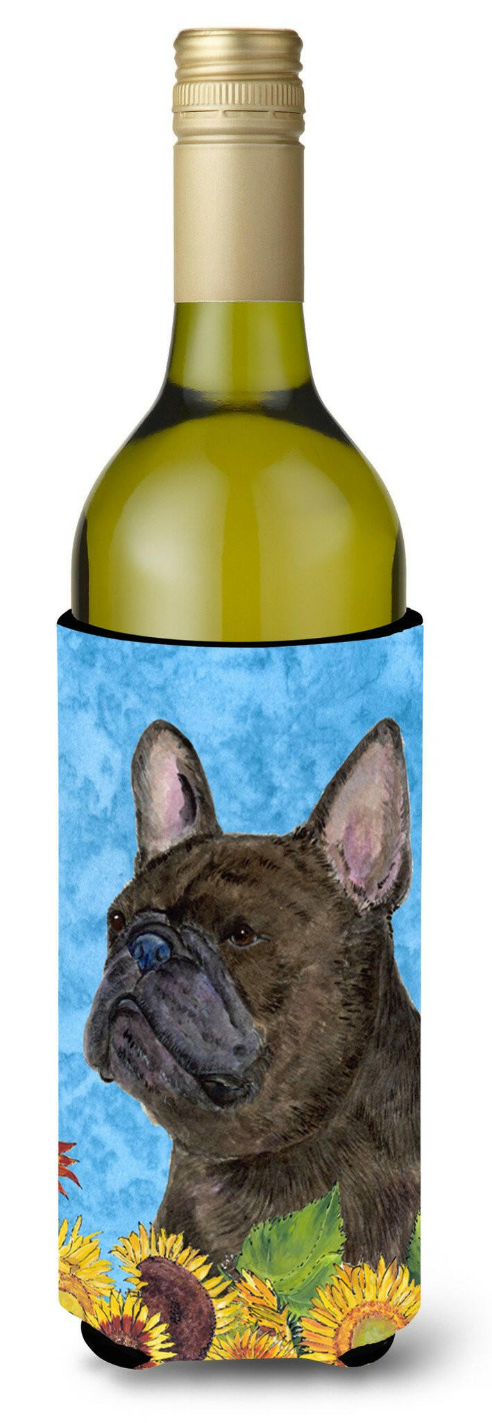 French Bulldog in Summer Flowers Wine Bottle Beverage Insulator Beverage Insulator Hugger SS4152LITERK by Caroline's Treasures