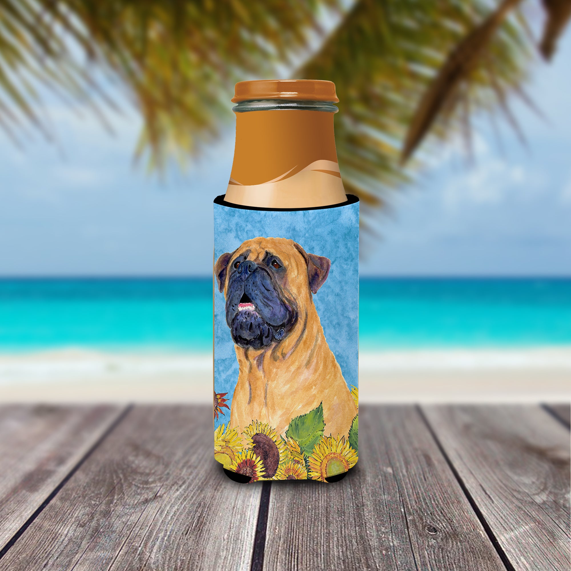 Bullmastiff in Summer Flowers Ultra Beverage Insulators for slim cans SS4153MUK.