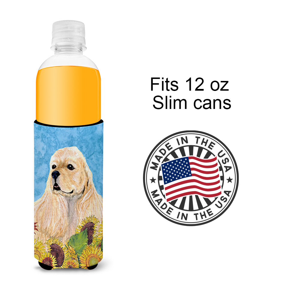 Cocker Spaniel in Summer Flowers Ultra Beverage Insulators for slim cans SS4155MUK.