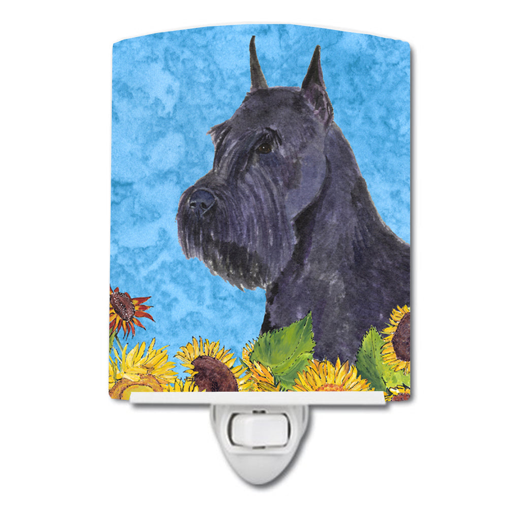 Schnauzer in Summer Flowers Ceramic Night Light SS4156CNL - the-store.com