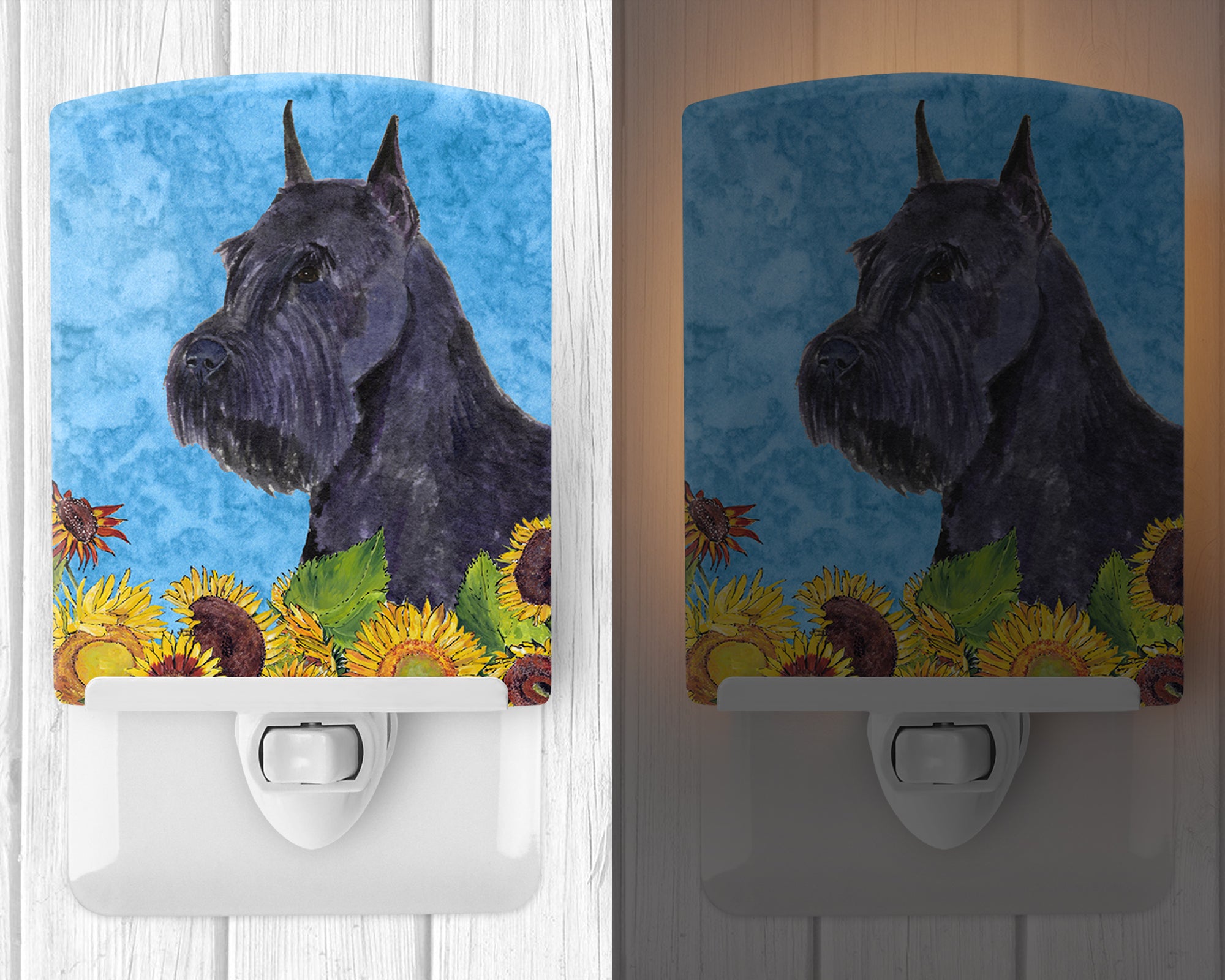 Schnauzer in Summer Flowers Ceramic Night Light SS4156CNL - the-store.com